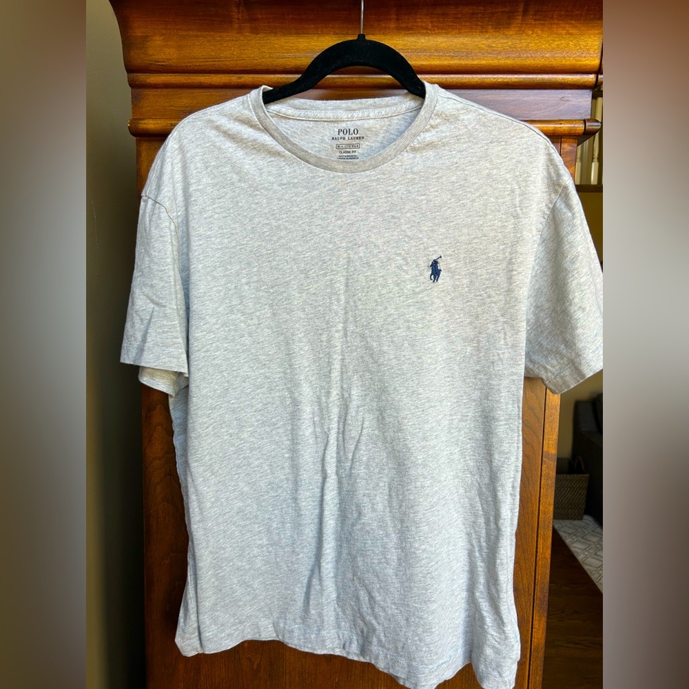 Men’s Short Sleeve Tee - Polo Ralph Lauren - Size M Cream- Light Gray